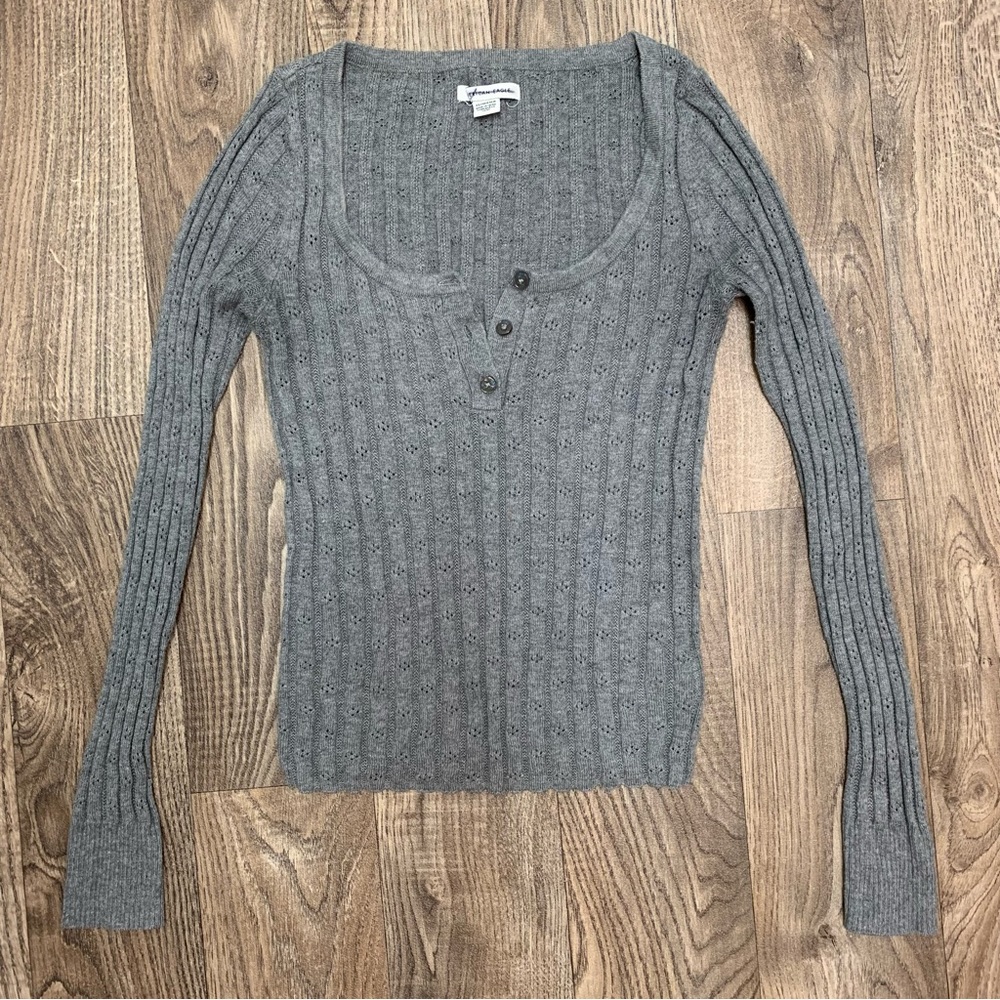 American Eagle Grey Knit Sweater Size XS
